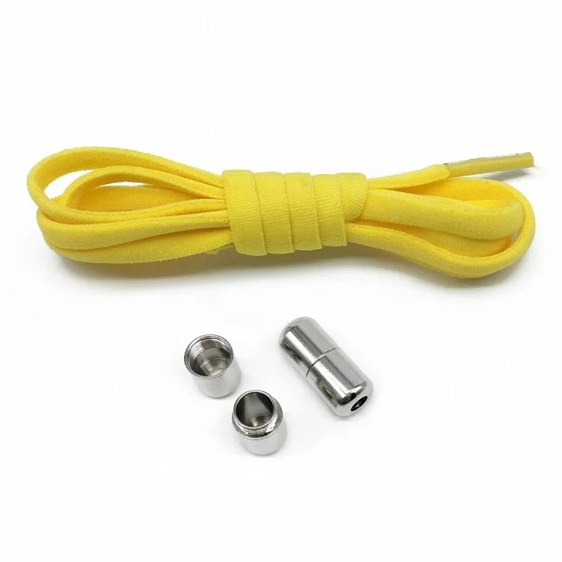 Tie-Free Elastic Shoelaces Semi-Round Lazy Laces with Metal Capsule Buckle for Easy And Secure Shoe Fastening