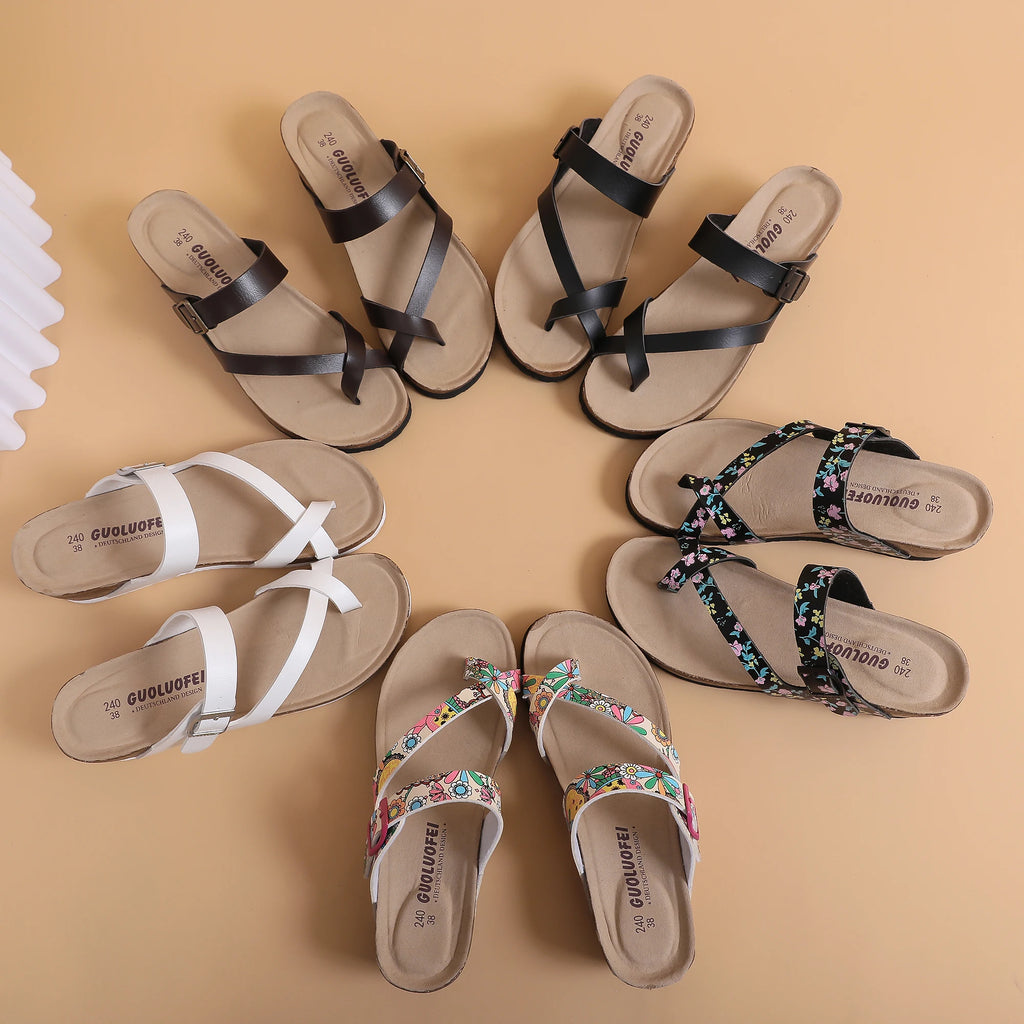 Casual Soft Cork Wedge High Heels Slippers Women Summer Beach Slide Sandals Flip Flop Cross Girl Couple House Outside Shoes