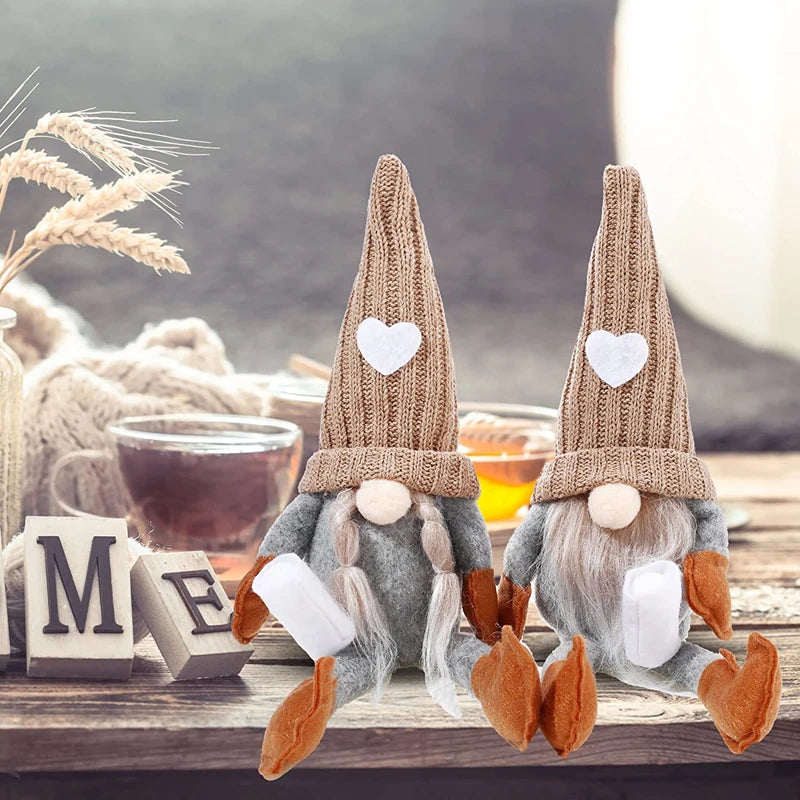 2/1PC Coffee Gnome Dolls Plush Knitted Faceless Doll Elf Dwarf Christmas Farmhouse Kitchen Coffee Bar Decorations Lover Gifts