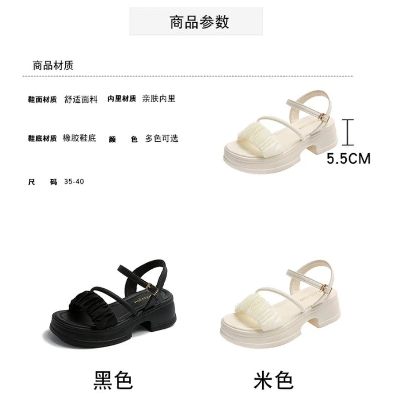 Fairy Style Thick Soled Sandals for Women Wearing Summer   New Thick Heels with Fashionable Beach Shoes