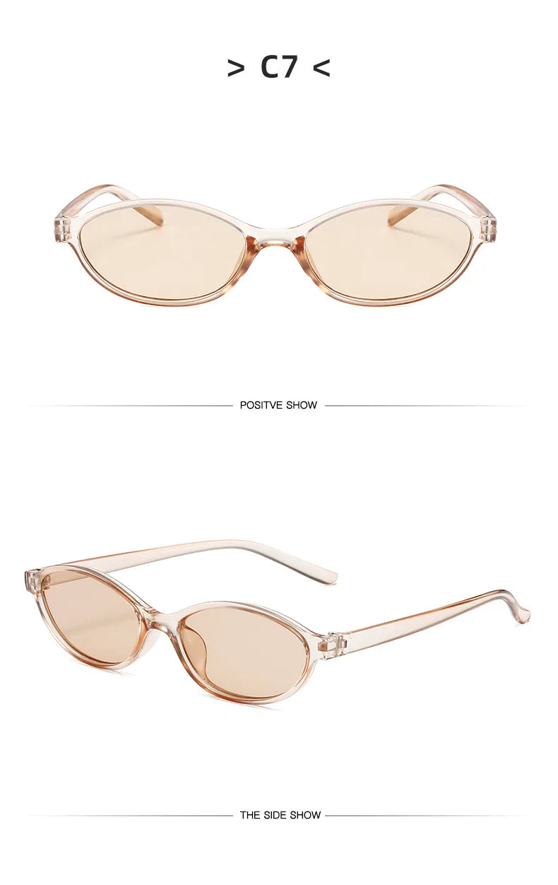 Sexy Small Oval Women's Sunglasses 2024 New Fashion Black Brown Sun Glasses Ladies Shades Trends Summer Unique Eyewear Men