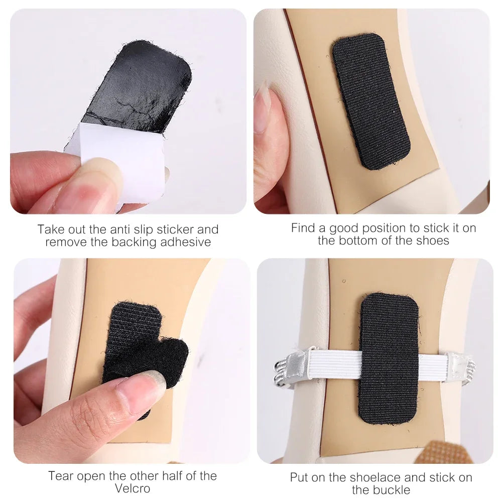 2pcs Anti-skid High Heels Shoes Band Women Rhinestone Shoelaces Triangle Bundle Anti-drop Straps Belt Drill Elastic Fixing Belts
