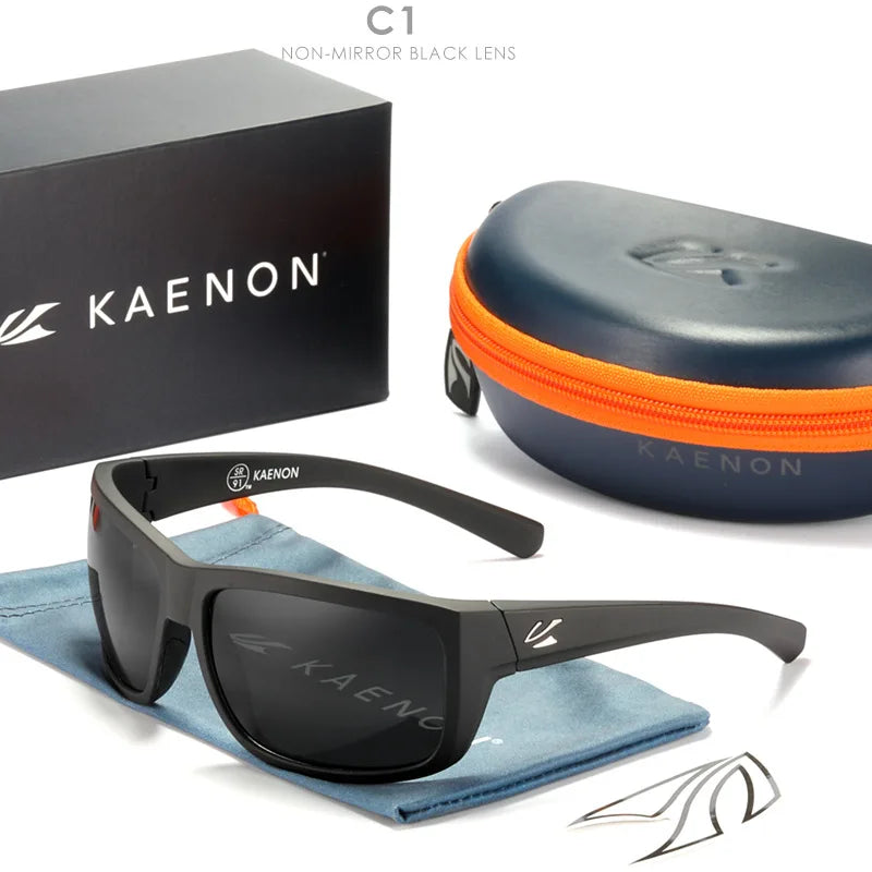 KAENON New Polarized Men's Fishing Driving Sunglasses Outdoor Sports HD Colorful TR90 Outdoor Cycling Sun Glasses Original Box
