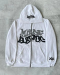 Zipper hooded sweatshirt with retro American letters suitable for men and women wearing Y2K jacket autumn/winter cardigan