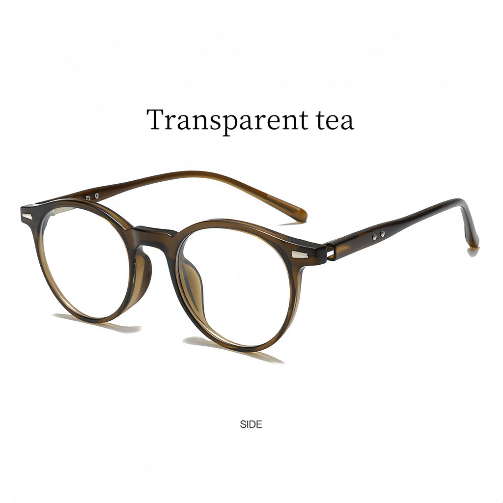 K-Style of Retro Literary Small Round Frame Tr90 Pin Glasses Frame for Men and Women Anti-Blue Light Glasses