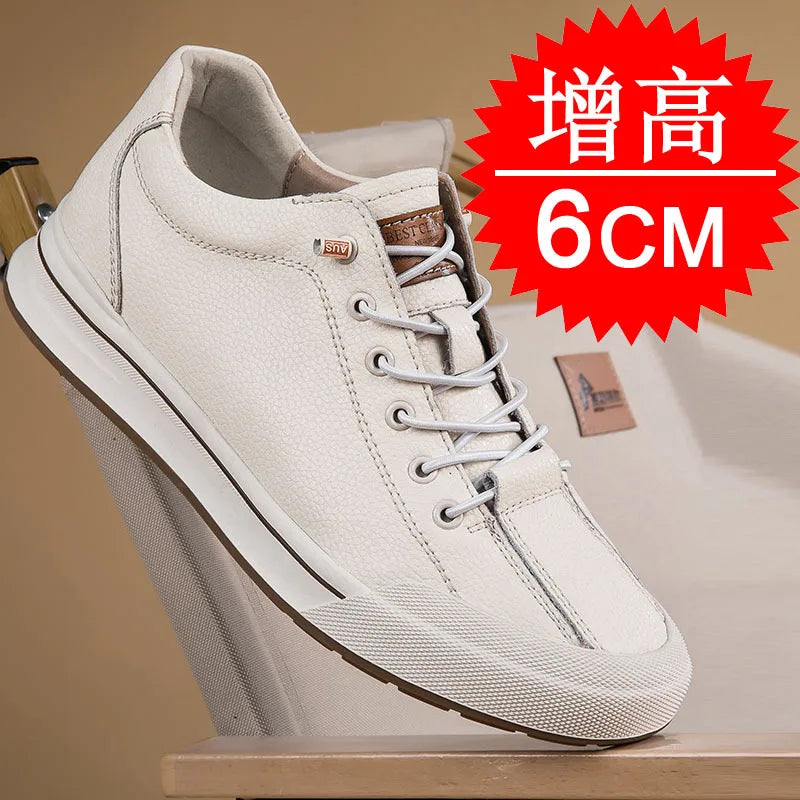 Elevator Shoes for Men Height Increasing Sneakers 6cm Inches Taller Leather Casual Shoes with Height Increase Shoes