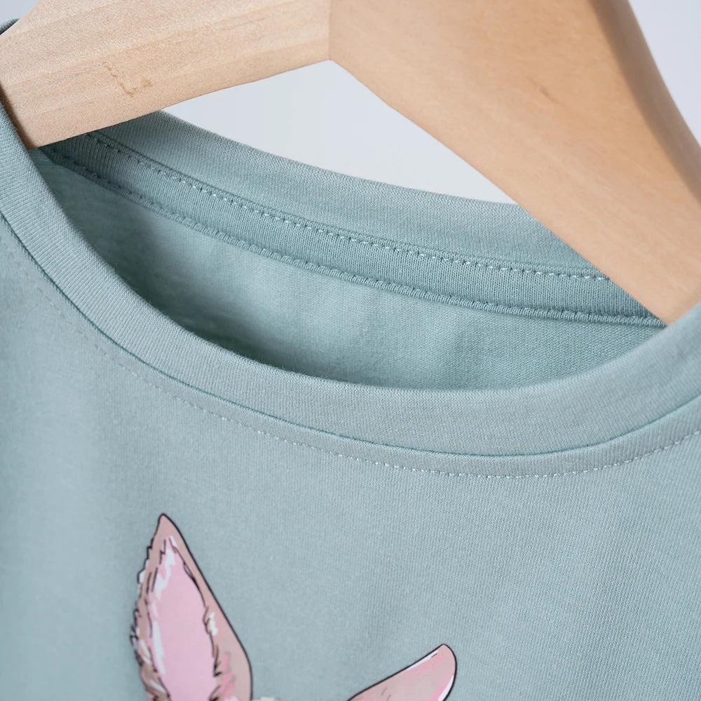 Hot Selling Children's Printed Summer Set Cute Rabbit Baby Boy And Girl Summer Clothing Children's Pure Cotton T-shirt Set