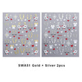 2pcs 3D Gold Silver Elk Nail Art Stickers Cartoon Christmas Snowflakes Decal DIY Star Heart Nail Art Manicure Decoration Decals