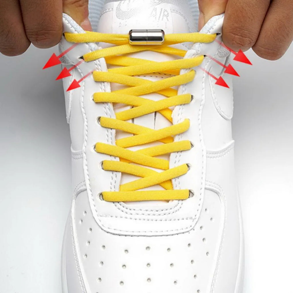 Schnürsenkel ohne Binden, elastisch, halbrund, „Lazy Laces“ mit Metallkapselverschluss für einfaches und sicheres Befestigen von Schuhen