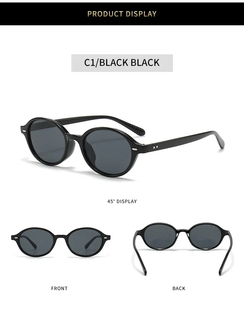 Retro Small Oval Sunglasses Women Men Rivets Shades Fashion Eyewear Luxury Sun Glasses UV400