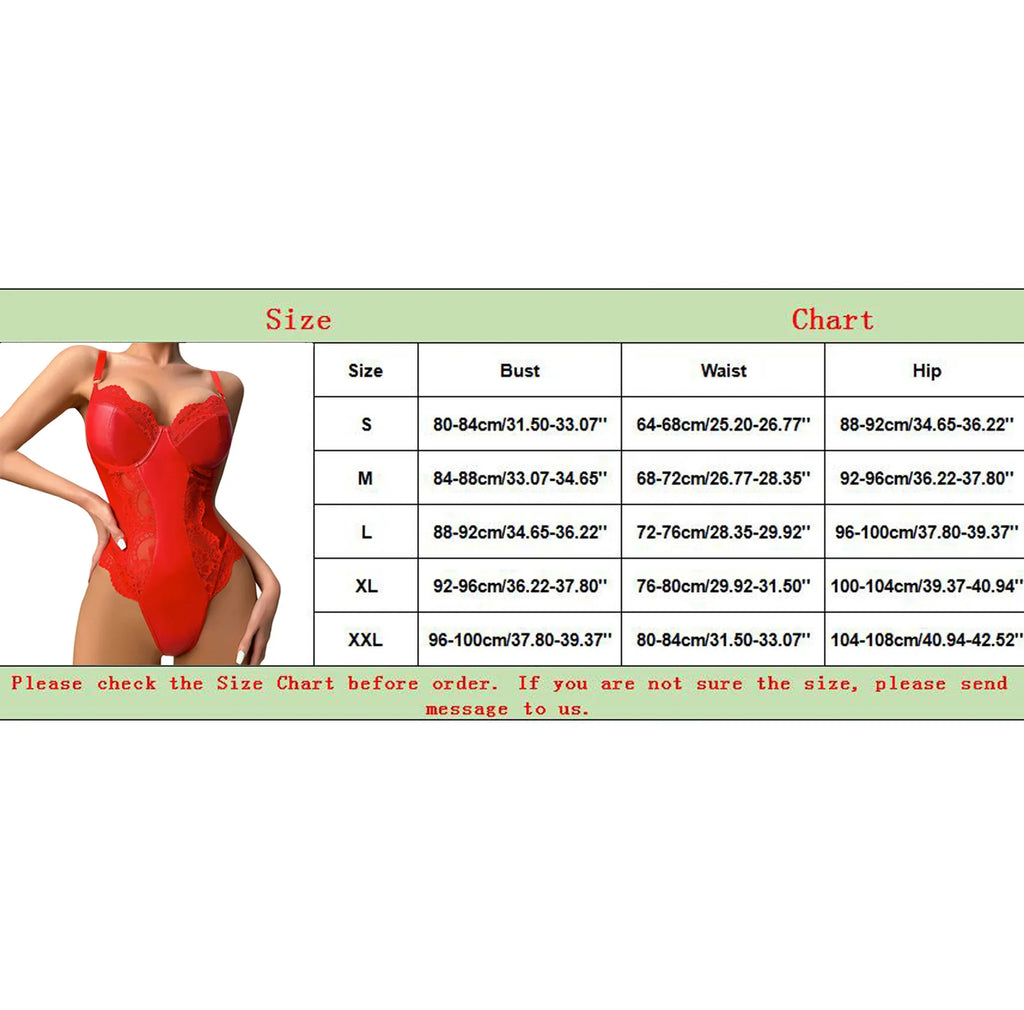 Women Fashion Sexy Lingerie Bodysuit Leather Mesh Patchwork Jumpsuit Sexy Fun Set Underwear Valentines Day Gift Gather Lingerie