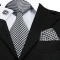 Hi-Tie White Grey Paisley 2026 New Mens Tie Hanky Cufflink Set Necktie For Men Wedding Party Business Men Tie Fashion Brand