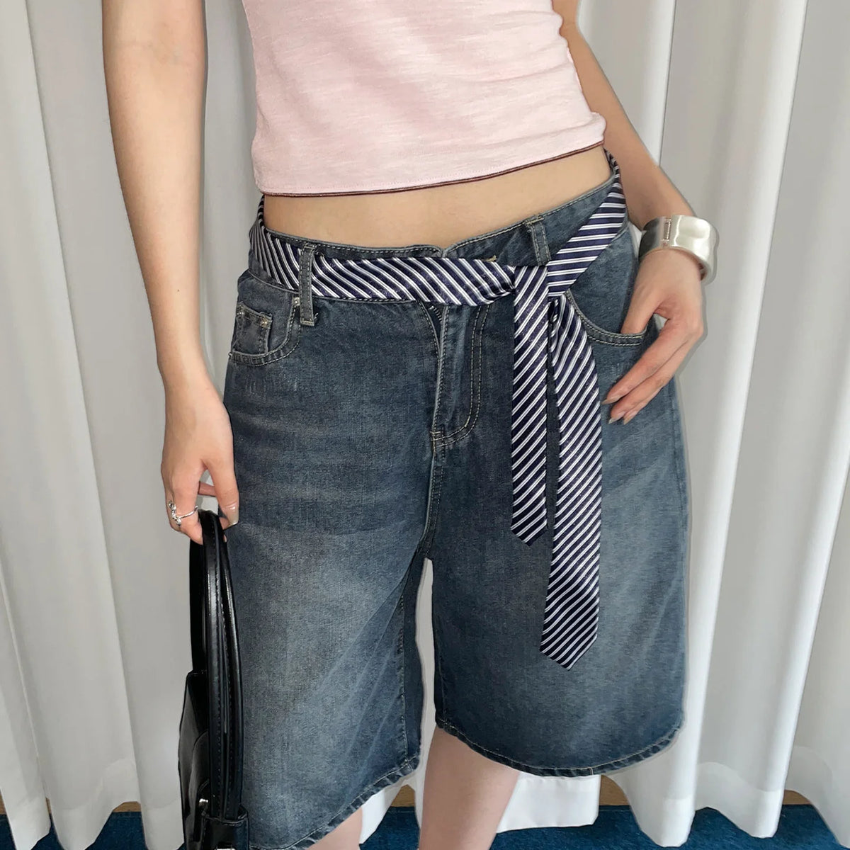 Fashionable Korean Style Simple Striped Belt For Women Minority Personality Long Strip Retro Hot Girl Style Academic Style