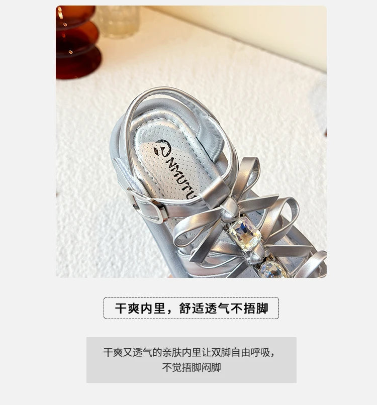 Girl Sandals Summer New Kids Fashion Hollow-out Causal Shoes Princess Versatile Sweet Bowknot Children Open-toe Beach Sandals