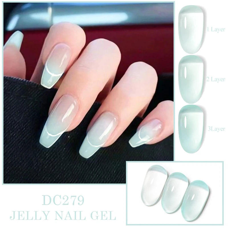 Mtssii 7ML Jelly Nude Gel Nail Polish Summer Light Pink Peach Translucent Color UV Light Cure Gel Varnish Nail Art DIY at Home