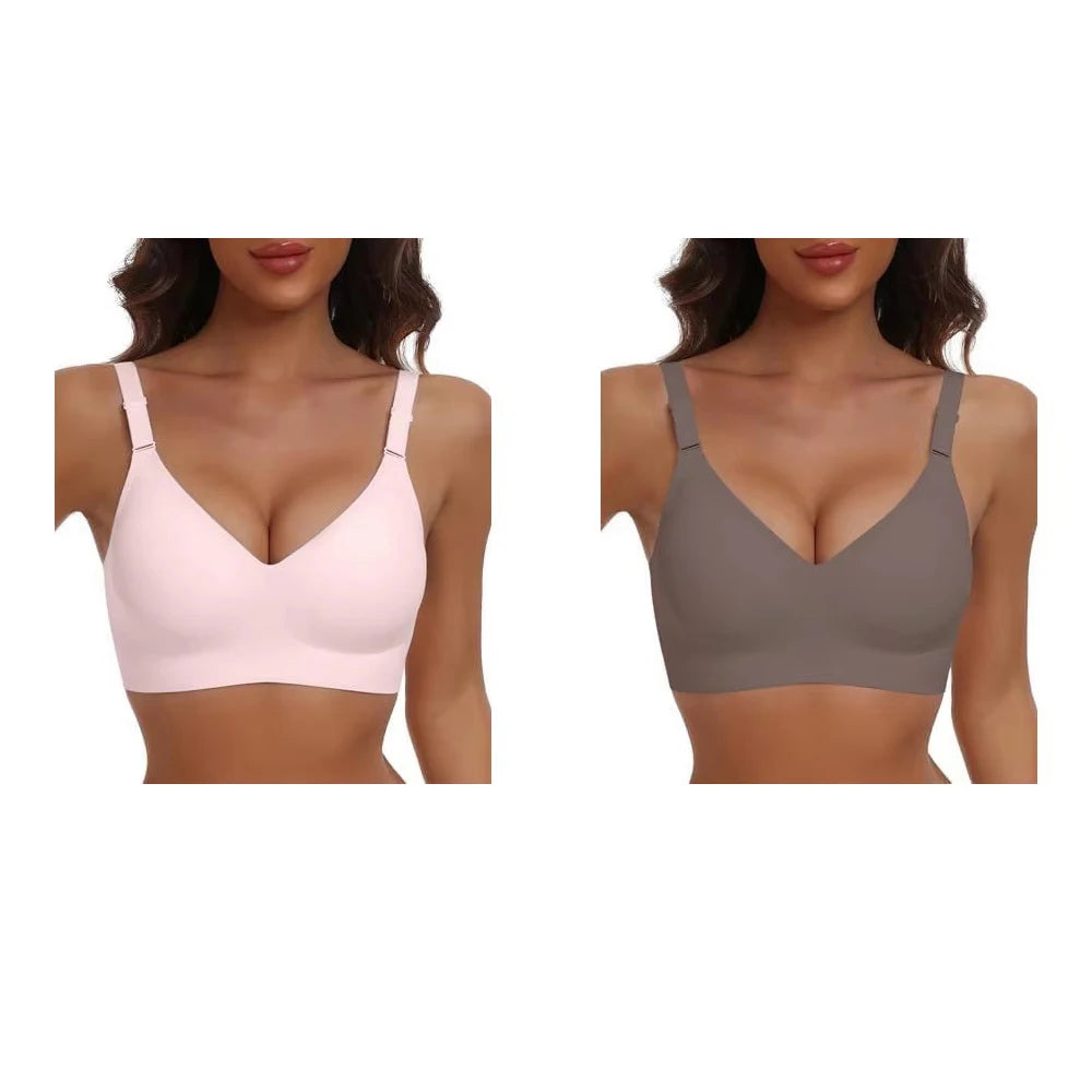 Women's Seamless Underwear 3/4 Cup and Thin Molded Cup Bra Wire-free Shaping Underwear Comfortable and Breathable Push Up