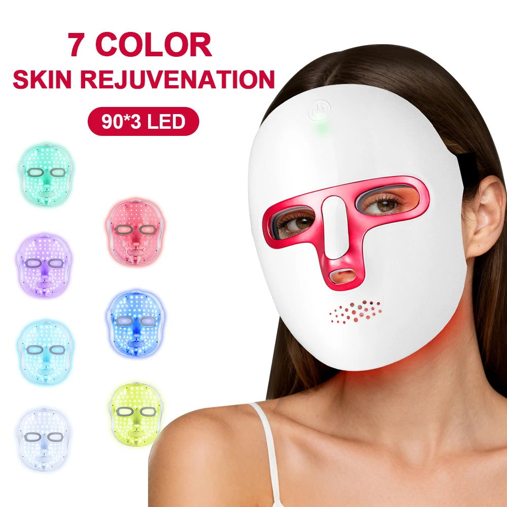 LED Light Face Mask Beauty Device 7 Colors LED Photon Beauty Mask Anti Aging Lifting Whitening Skin for Home Personal Use