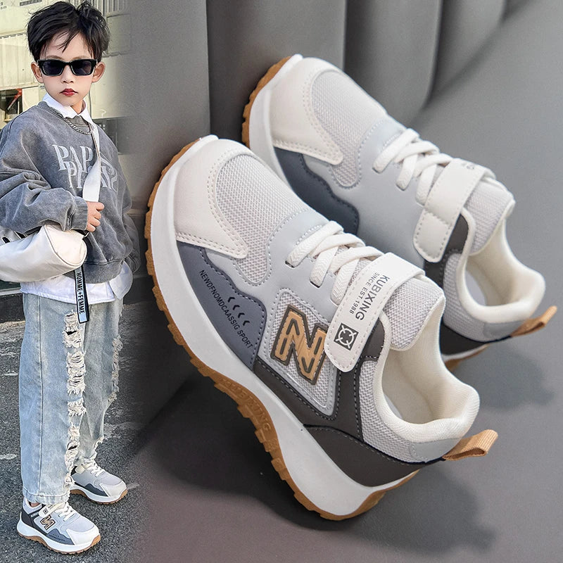 Children's Sneakers Kids Fashion Design White Non-slip Casual Shoes Boys Girls Hook Breathable Sneakers Toddler Outdoor Shoes