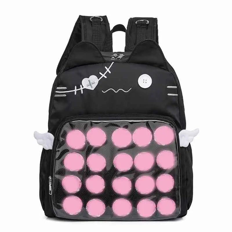 Cute Cat Backpack Women Nylon Japanese Style Casual Fashion Transparent Ita Bag Large Capacity Female Aesthetic Backpacks bolsa