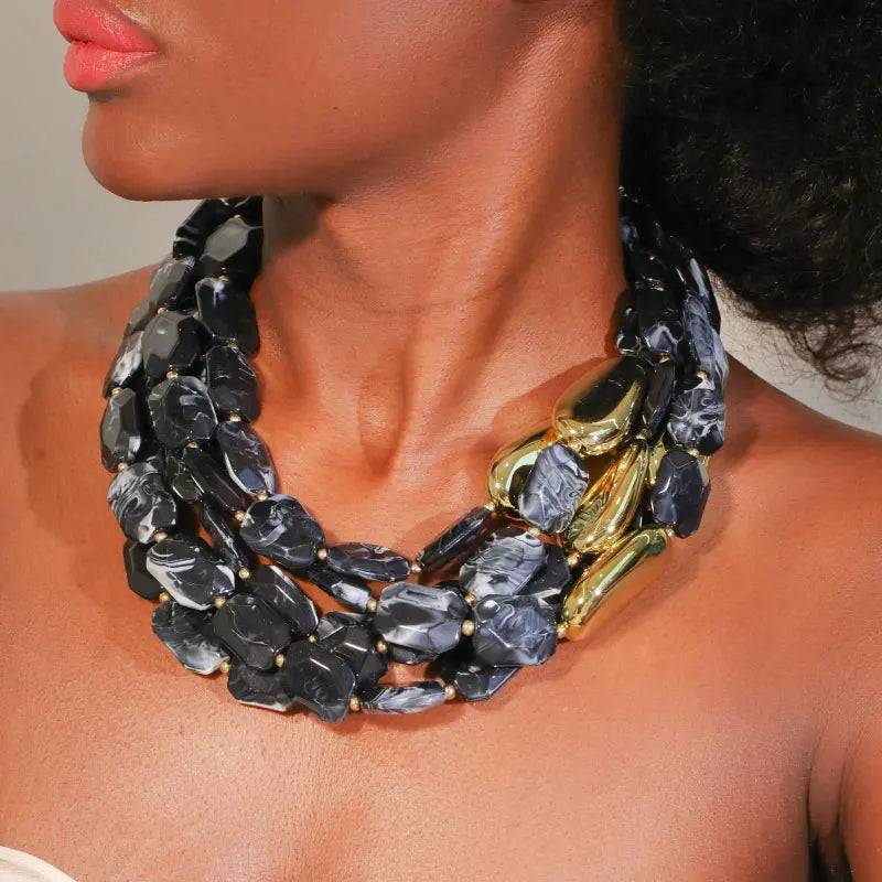 Statement Luxury Retro Multi-layer beaded Necklace for Women Wedding Party Jewelry