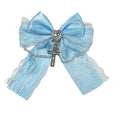 Pinzas de lazo bonitas estilo Harajuku Y2K estético Lolita con cadenas cruzadas góticas negras, azules, blancas y dulces de encaje para el pelo para niñas y mujeres