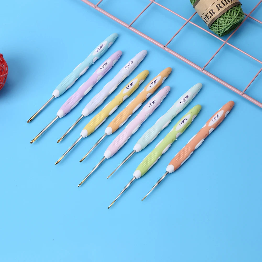 8/9pcs Knitting Needles Set Handmade Crafts Aluminum Crochet Hooks Needles Comfortable Grip Festival Gift for Sewing Weave Tool