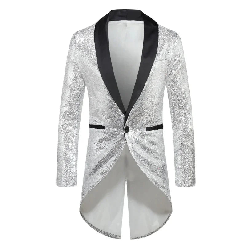 2024 Autumn New Six Color Fashionable SequinTuxedo Blazer for Men, Single Button Color Loose Performance Suit Dress Men Eur Size