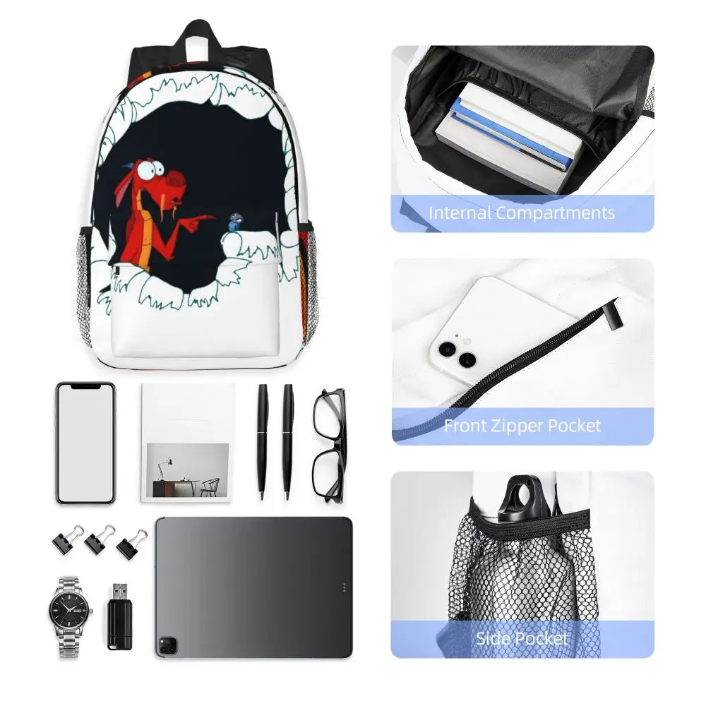 Mushu From Mulan (4) Backpacks Boys Girls Bookbag Fashion Students School Bags Laptop Rucksack Shoulder Bag Large Capacity