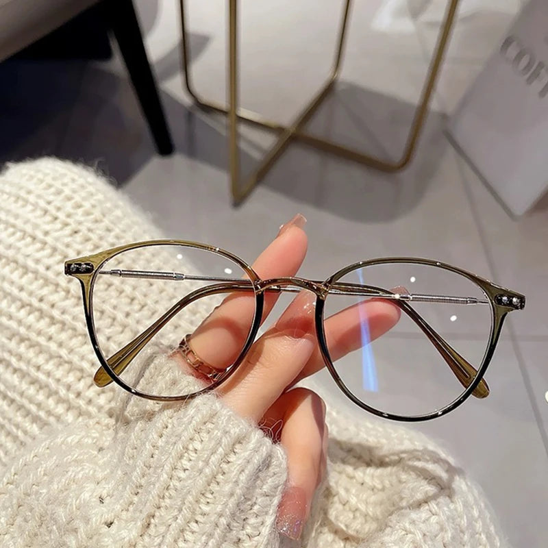 Fashion Anti-Blu Glasses for Women Men Retro Round Eyeglasses Frame Eyewear Anti-Radiation Glasses Universal Computer Eyewear