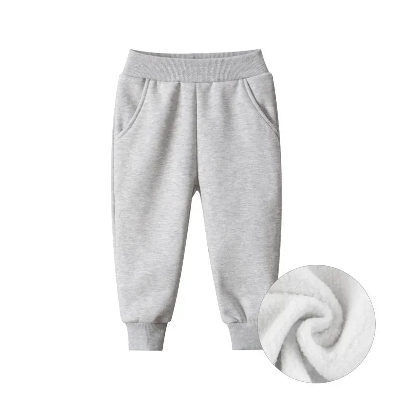 Pantalones de chándal gruesos y cálidos de felpa de invierno para bebé niño de 2 a 8 años, pantalones deportivos para niños pequeños