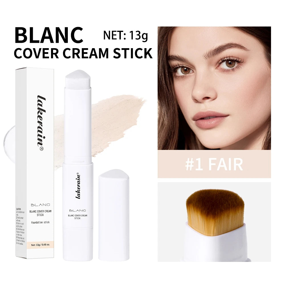 Lakerain Triangular Color-changing Foundation Stick With Brush Smooth Matte Natural Concealer Invisible Pore Foundation Cream