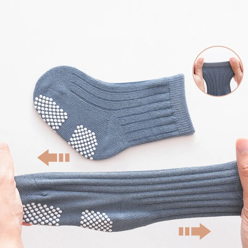 3 Pairs/lot Four Seasons Toddler Baby Anti-slip Socks for Newborns Cute Solid Color Cotton Non Slip Boys Girls Floor Socks 0-8Y