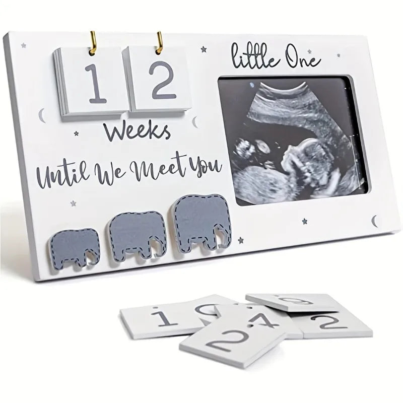 Sonogram Picture Frame, Ultrasound Photo Frame with Baby Countdown Weeks Baby Announcement Nursery Decor Gift for Pregnant Women