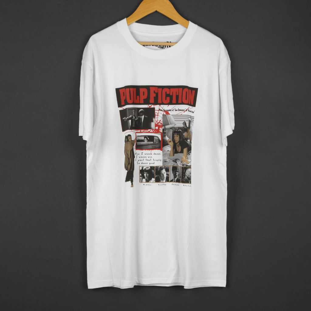 Pulp Fiction T-Shirt Movie Travolta Tarantino Uma Thurman Reservoir Dogs Men's Women Short Sleeves Cotton White Tee Shirt
