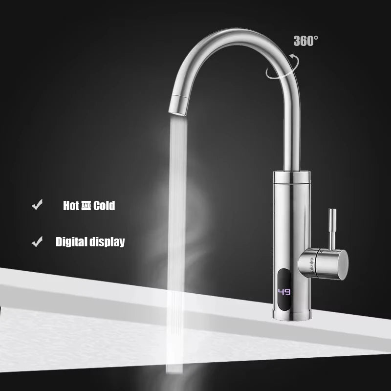3000W Electric Tankless Instant Hot Water Faucet Kitchen Water Heater Tap Cold to Hot Heating Faucet for Quick Boiling