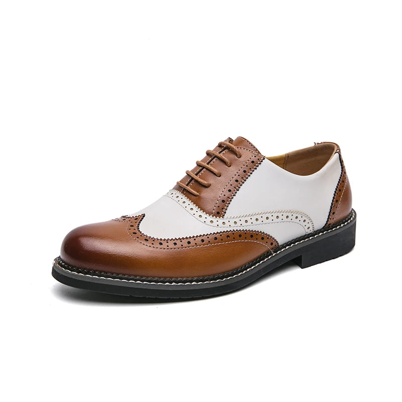 British Men's Trendy Shoes Handmade Sole Brogue Shoes Fashionable Blue Men's Leather Casual Shoes Versatile Free Delivery