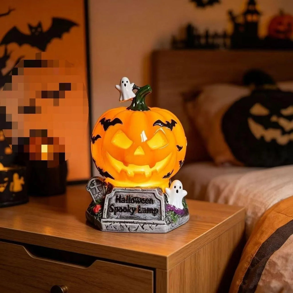 Halloween glowing ghost bat pumpkin desk lamp resin craft ornament pumpkin decoration ornament