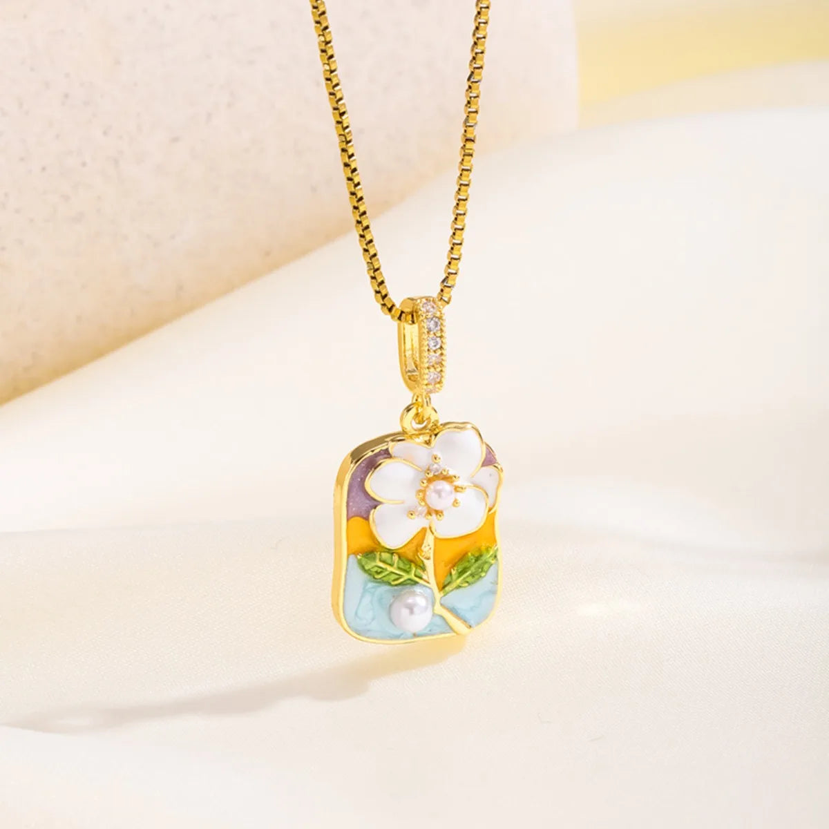 Blumenanhänger Halsketten, Edelstahl Goldfarbene Layered Halskette Damen, Minimalismus Stil Schmuck Accessoires Halskette