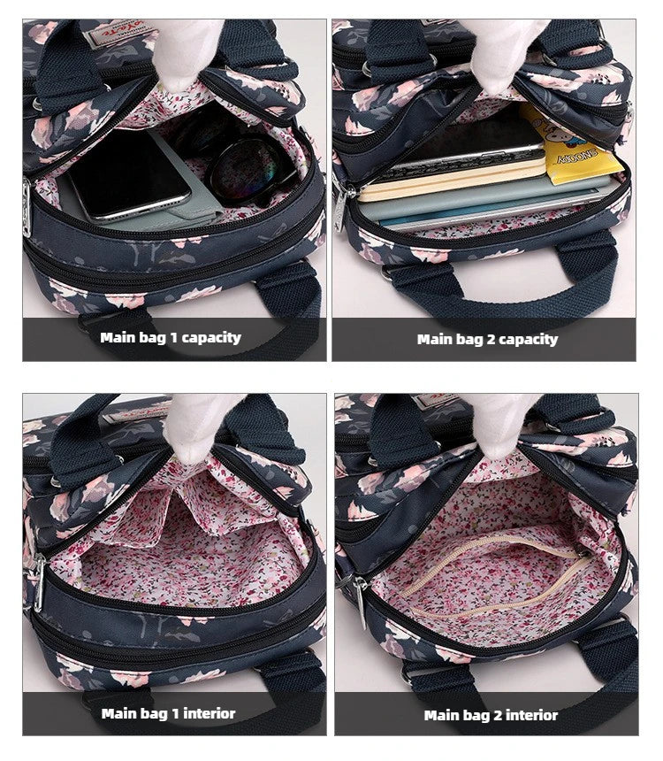 Brand Women Crossbody Bag Portable Female Shoulder Bags Printed Flower Nylon Messenger Bags Multi-pocket Ladies Handbags Bolsa