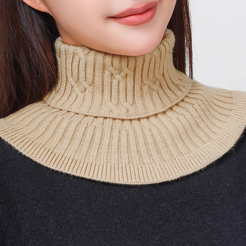 Knitted Fake Collar Ring Scarf For Woman Autumn Winter Warm Solid Color Neck Muffler Detachable Collar Scarves 25*17cm