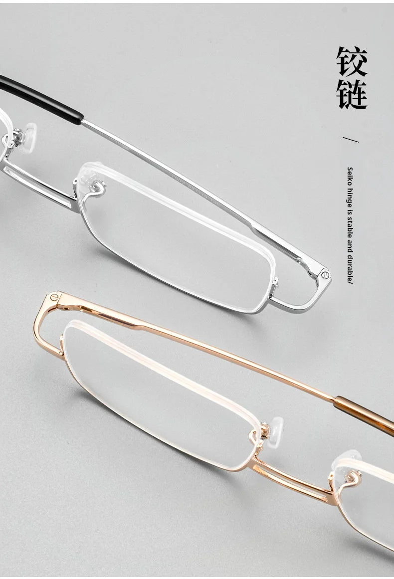 TFTB New Men's and Women's Snooker Billiards Glasses Frame Ultra Light Fashion Large Size Spring Leg Square Half Eyeglasses T002