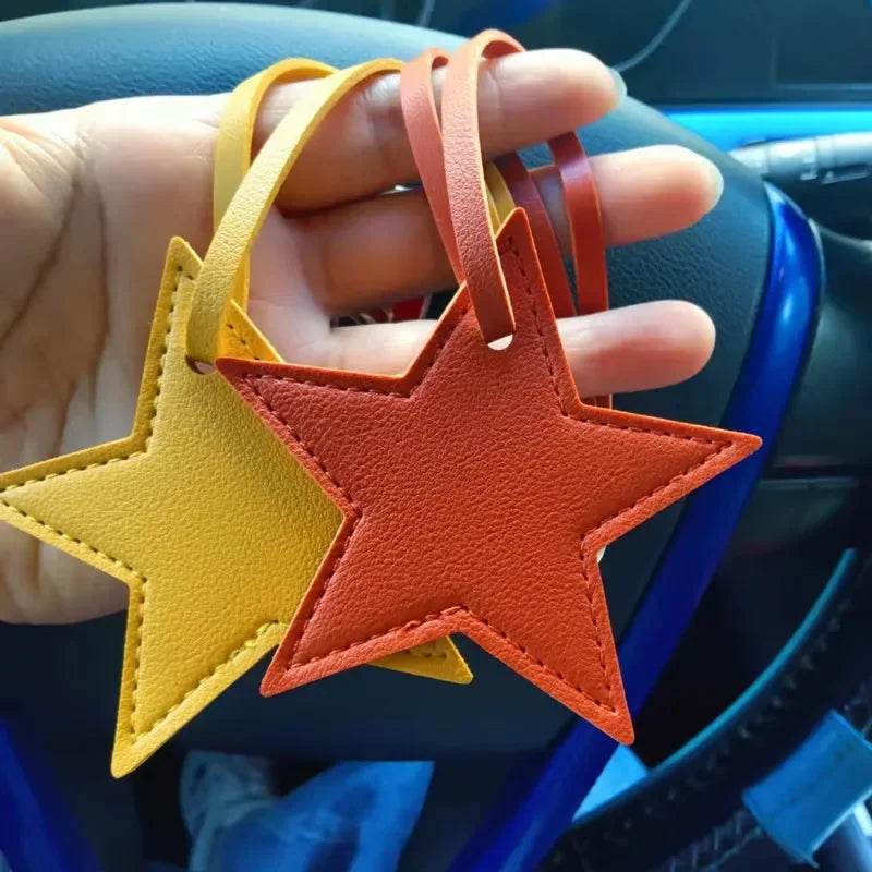 Star PU Leather Tassels Keychain Charms Tassels Five-pointed Star Tassels for Jewelry Making Key Chain DIY Craft Accessories