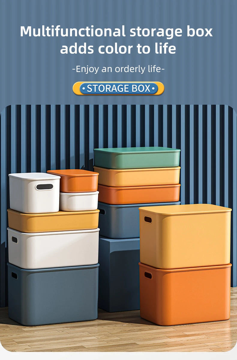 Colorful Plastic Organizers Storage Box With Lid For Toys Underwear Sock Jewelry Lipstick Container Stackable Baskets Bins
