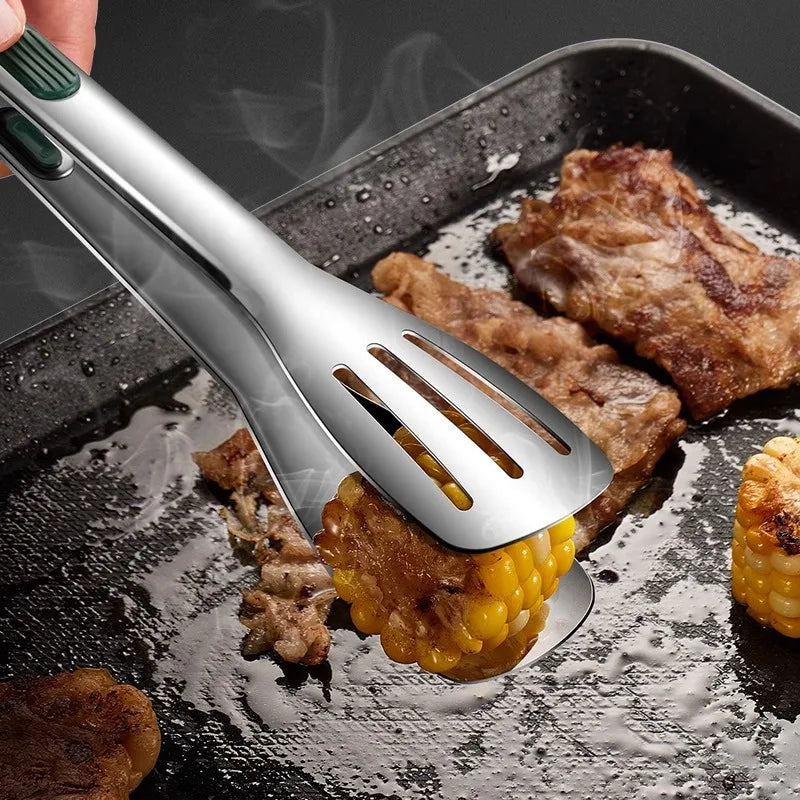 1pc Non Slip Stainless Steel Food Tongs Meat Salad Bread Clip Barbecue Grill Buffet Clamp Cooking Tools Kitchen Accessories
