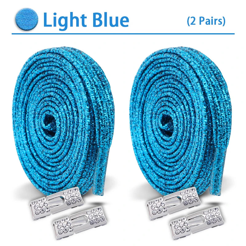 Colorful Elastic Laces Sneakers No Tie Shoe laces Diamond Lock Glitter Shoelaces Without ties Shoe Accessorie 1Pair/2Pair