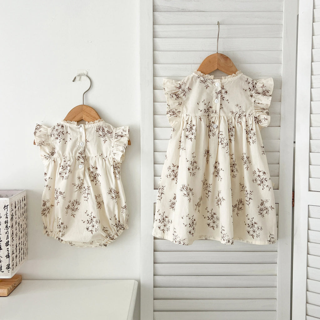 0-7Yrs Toddler Sister Dress Newborn Baby Girl Lace Romper Ruffle Sleeveless Jumpsuit Infant Onepiece Spring Summer Baby Clothes