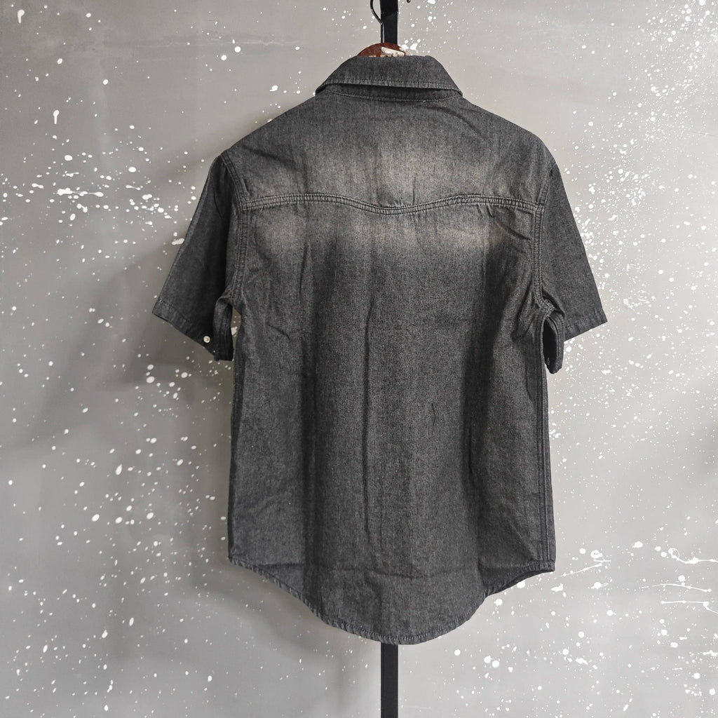 IEFB Niche Design Men's Denim Shirts Turn-down Collar Single Breasted Washing Solid Color Short Sleeved Loose Male Tops 9W2513
