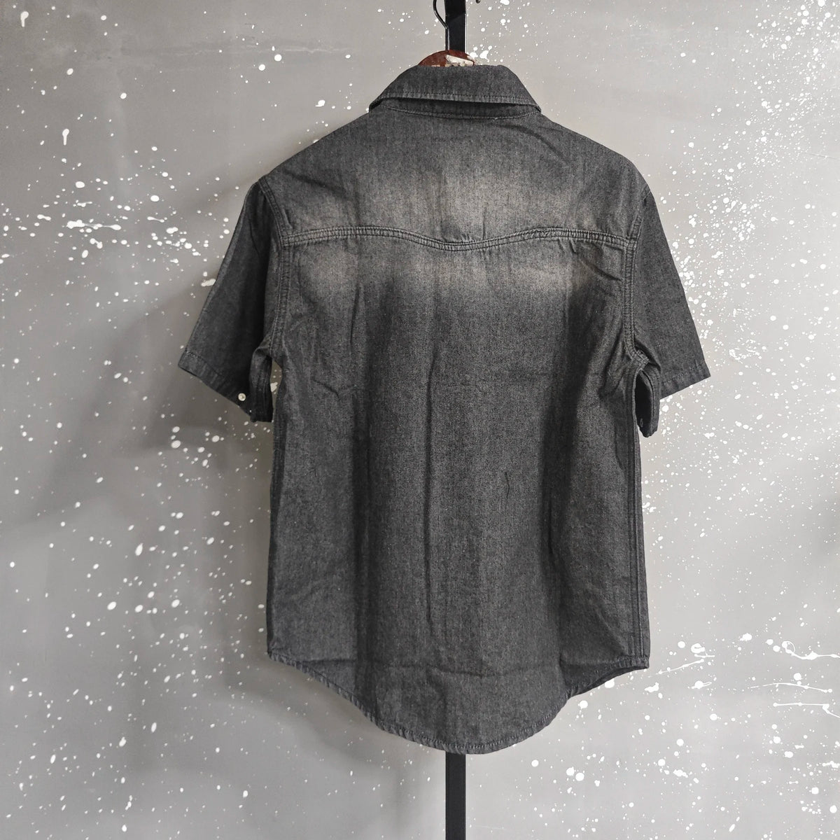 IEFB Niche Design Men's Denim Shirts Turn-down Collar Single Breasted Washing Solid Color Short Sleeved Loose Male Tops 9W2513