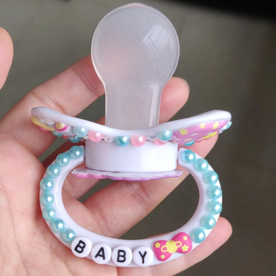 unique handmade bling white star bear adult pacifier Adult Sized Cute Gem Pacifier Dummy  Silicone Nipple pacifier