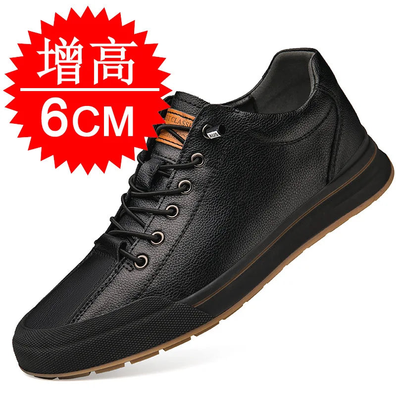Elevator Shoes for Men Height Increasing Sneakers 6cm Inches Taller Leather Casual Shoes with Height Increase Shoes
